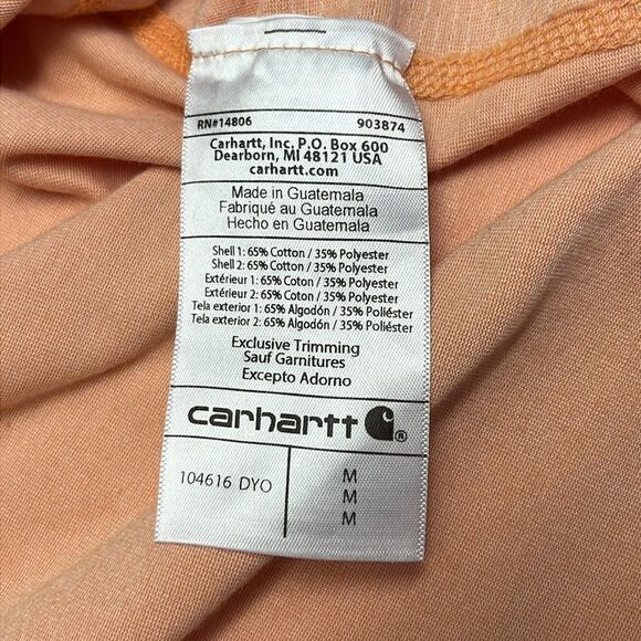 Carhartt Force Pale Orange Men’s Short Sleeve Relaxed Fit T-shirt- Medium - Picture 11 of 11